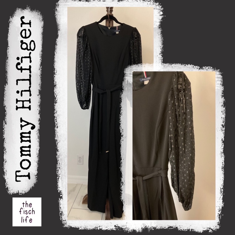 Tommy Hilfiger size 8 black jumper 3/4 sleeves sparkle
